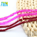 A6305-2 # Sonderfarben Siam Rose gebohrt Glas Quadrat Rohr facettierten Stock Kristall lange Cube Stick Perlen